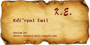 Körpel Emil névjegykártya